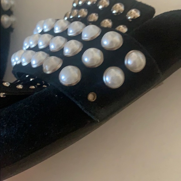 Jeffrey Campbell Black Suede Pearl Stud Mules - Picture 3 of 4
